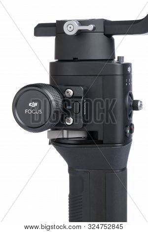 Kyiv, Ukraine - September 28, 2019: Follow Focus Mechanism On Dji Ronin-sc, Three-axis Motorized Gim