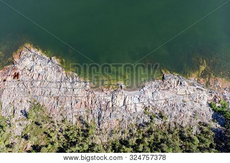 Coastline From High Altitude, The Cliffs Has Geological Black Lines In The Swedish Archipelago, The 