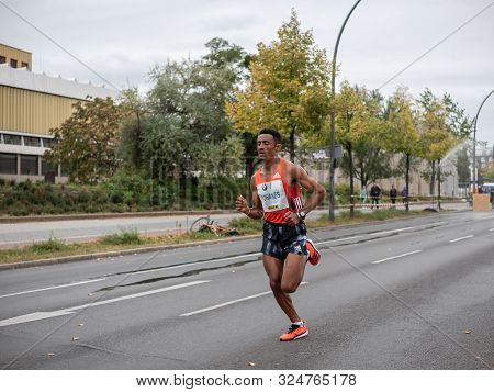 Berlin, Germany - September 29, 2019: Yohanes Gebregergish At Berlin Marathon 2019 In Berlin, German