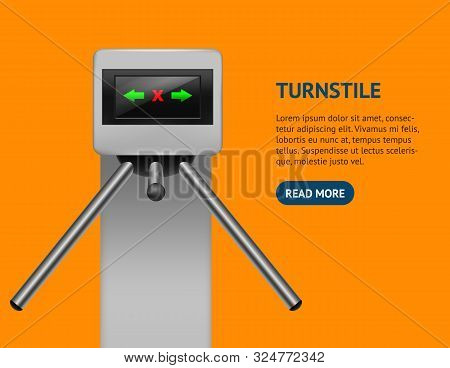 Realistic Detailed 3d Turnstile Entrance Access Card Control System Boundary Concept Electronic Tour