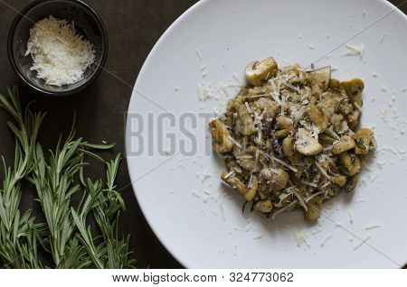 Italian Risotto With Mushrooms Rosemary And Parmesan