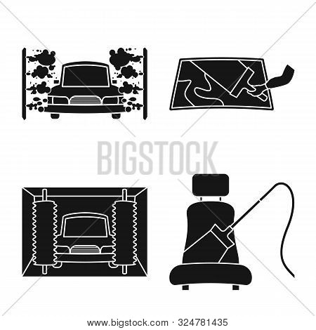 Vector Design Of Carwash And Care Symbol. Set Of Carwash And Rinse Stock Symbol For Web.