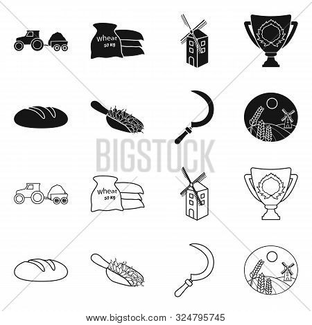 Isolated Object Of Farm And Arable Sign. Collection Of Farm And Harvest Stock Symbol For Web.