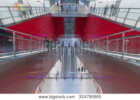 Copenhagen, Zealand Denmark - 29 9 2019: People Trying New M3 Cityringen Metro Line. Osterport Stati