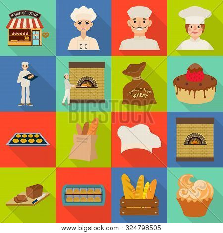 Vector Illustration Of Bakery And Natural Logo. Set Of Bakery And Coffee Vector Icon For Stock.