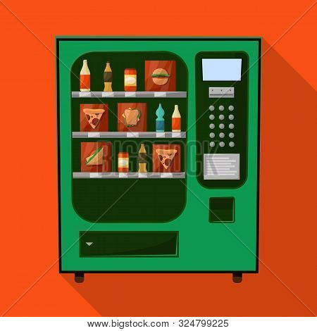 Vector Design Of Automat And Machine Symbol. Set Of Automat And Sweets Vector Icon For Stock.