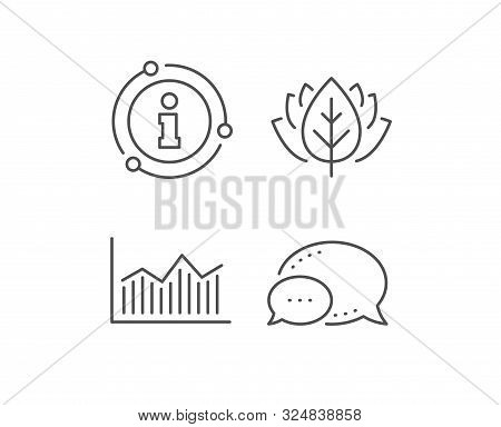 Financial Chart Line Icon. Chat Bubble, Info Sign Elements. Economic Graph Sign. Stock Exchange Symb