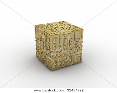 qr コードの 3 d レンダリングされた概念。