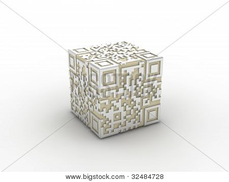qr コードの 3 d レンダリングされた概念。