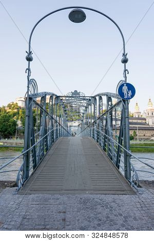 Mullner Steg Pedestrian Bridge In Salzburg