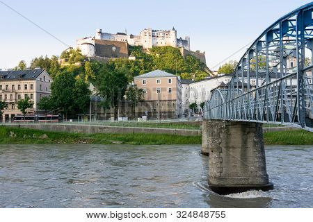 Mullner Steg Pedestrian Bridge In Salzburg