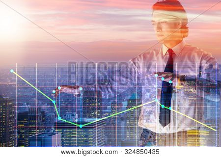 Businessman controlling the market with strings