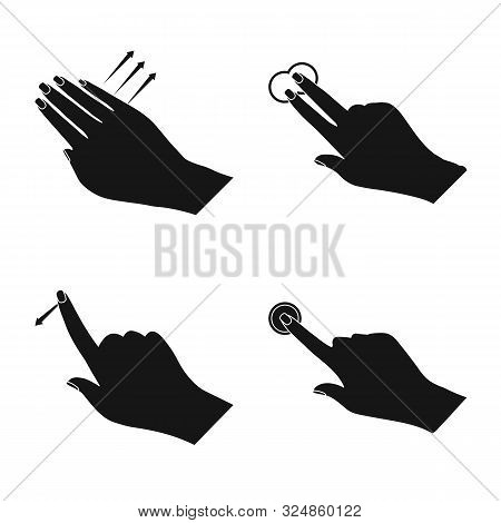 Vector Illustration Of Touchscreen And Hand Symbol. Collection Of Touchscreen And Touch Stock Vector