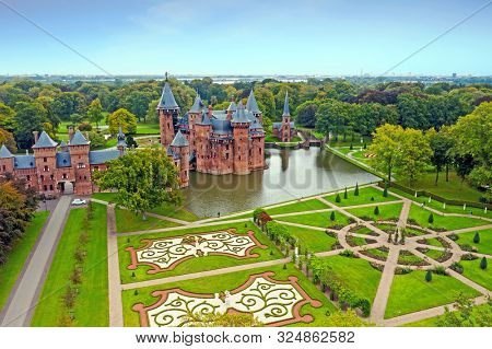 Aerial from the castle 'De Haar' in the Netherlands