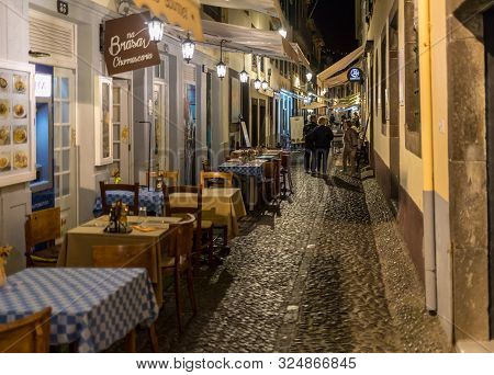 Funchal, Madeira, Portugal - April 18, 2018: Zone Velha - The Oldest District Famous For Its Best Re