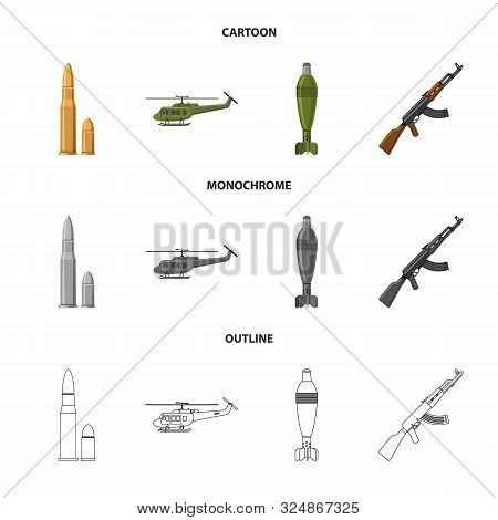 Isolated Object Of Weapon And Gun Icon. Set Of Weapon And Army Vector Icon For Stock.