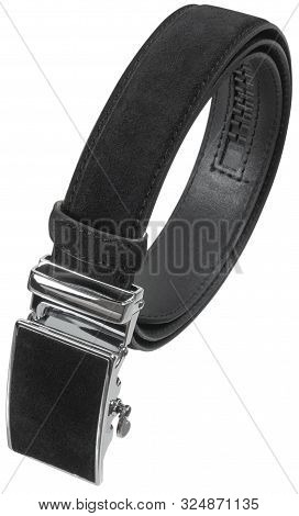 Black Mens Seude Belt Isolated On White Background