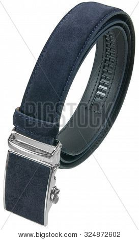 Dark Blue Mens Seude Belt Isolated On White Background