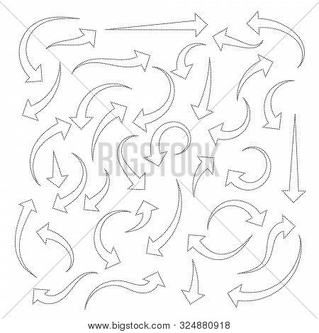Set Of Dashed Arrows Vector Illustration. Arrows Vector Collection