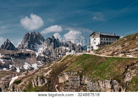Landscape Of The Three Peaks Of Lavaredo (tre Cime Di Lavaredo), Dolomites, Italy