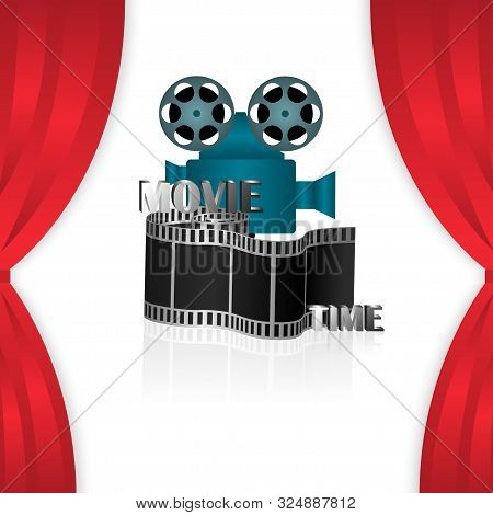 Movie Time. Vector Illustration. Movie Time Illustration With Shadow