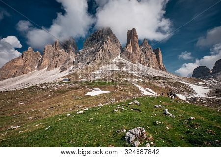 Landscape Of The Three Peaks Of Lavaredo (tre Cime Di Lavaredo), Dolomites, Italy