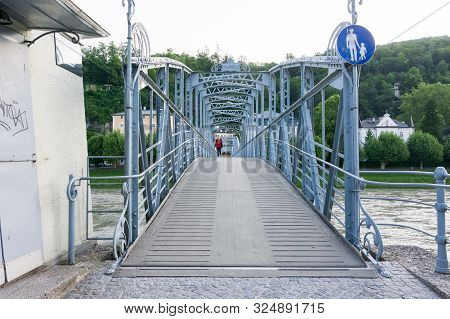 Mullner Steg Pedestrian Bridge In Salzburg
