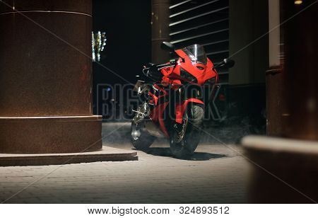 Krasnoyarsk, Russia - September 23, 2019: Red And Black Sportbike Honda Cbr 600 Rr 2005 Pc37 On The 