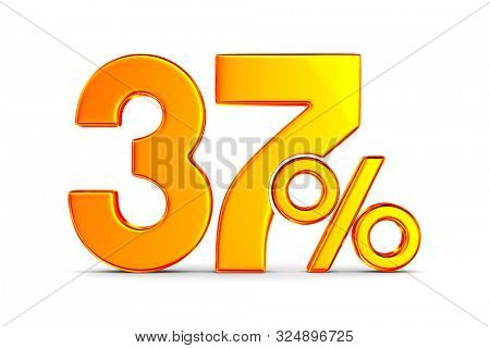 thrity seven percent on white background. Isolated 3D illustration
