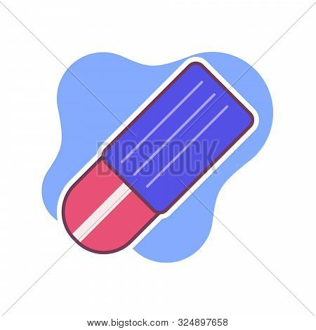 Eraser Vector Illustration. School Office Supplies, Creativity, Idea, Education And Design Symbol.