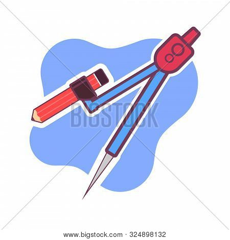 School Compass Vector Illustration. School Office Supplies, Creativity, Idea, Education And Design S