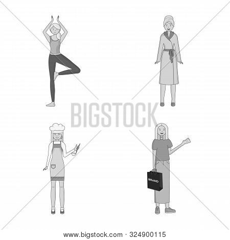 Vector Design Of Emotions And Female Logo. Set Of Emotions And Body Vector Icon For Stock.