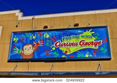 Osaka, Japan - Jan 19,2019 : Information Of Curious George At Universal Studios Japan.