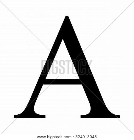 Uppercase Alpha Icon Illustration. Black Letter On White Background.