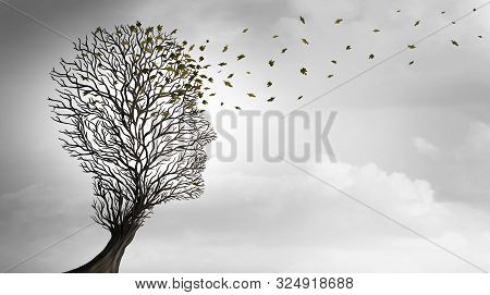 Aging Or Ageing And Growing Older Concept As A Tree Shaped As A Human Head Losingleaves As A Health 