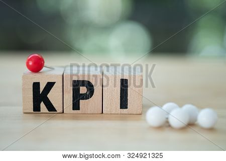 Letter Block In Word Kpi (abbreviation Of Key Performance Indicator). Metric Or Measurement To Achie