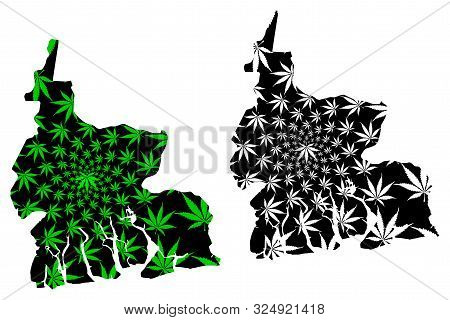 Rivers State (subdivisions Of Nigeria, Federated State Of Nigeria) Map Is Designed Cannabis Leaf Gre