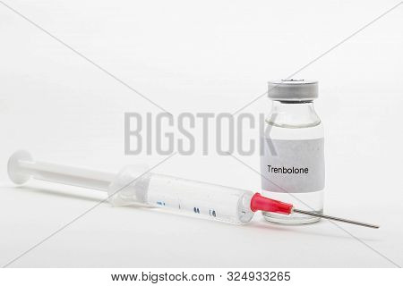 Medical Concept Showing Medical A Medical Vial Reading Trenbolone And A Syringe
