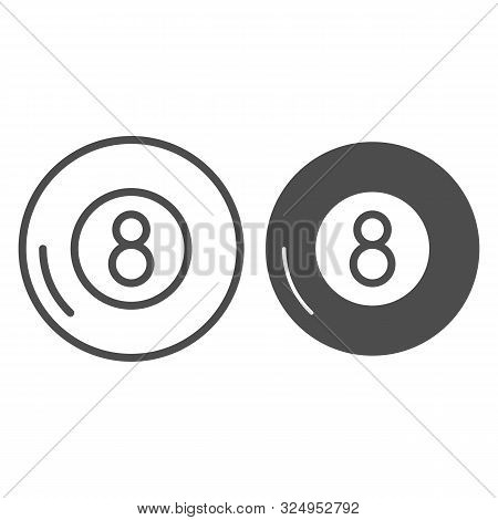 Billiards Line And Glyph Icon. Billiard Ball Vector Illustration Isolated On White. Eight Ball Outli
