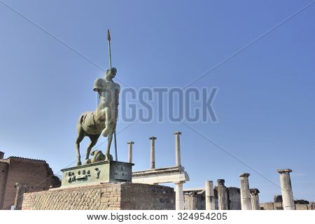 Naples, Italy - September 05, 2019: Statue Of A Centaur, A Mythical Creature, Half Horse And Half Ma