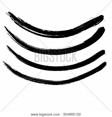 Vector Abstract Black Brush Curl. Black And White Engraved Ink Art. Isolated Splas Illustration Elem