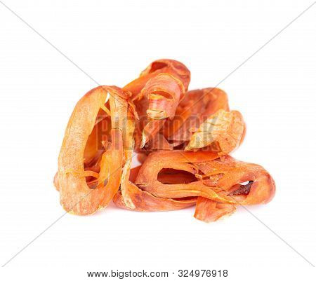 Mace, Nutmeg Flower, Myristica Fragrans, Isolated On White Background. Natural Spice In Indian Cooki