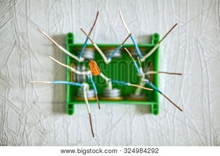 Orange Threaded Cap Or Screw-on Wire Connectors For Connecting Copper Wires In The Electrical Juncti