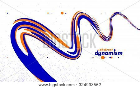 Abstract Curve Lines And Fluid Shapes Vector Background, Dynamic Energy Flow, Curvy Wavy Shapes Flow