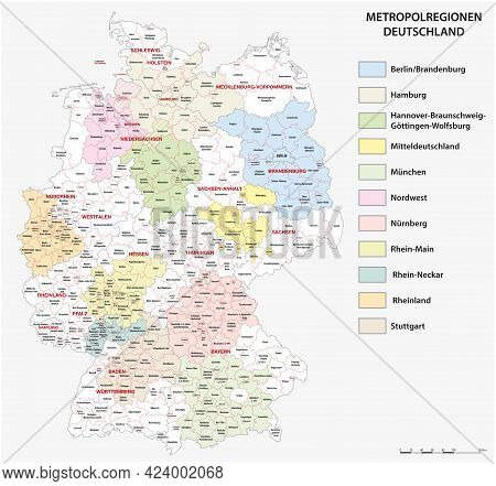 Map Of The Eleven German Metropolitan Regions In German Language