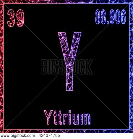 Yttrium Chemical Element, Sign With Atomic Number And Atomic Weight,