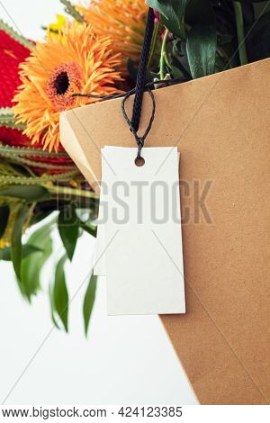 Beautiful flowers in a shopping bag