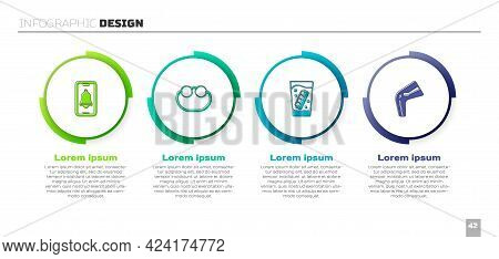 Set Emergency Phone Call, Eyeglasses, False Jaw In And Bone Pain. Business Infographic Template. Vec