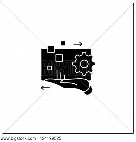 Digital Asset Management Glyph Icon. Electronic Media Content Management. Digital Accounts. Business