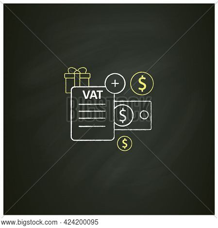 Value Added Tax Chalk Icon.indirect Tax, Goods Price. Paid By Buyer. Universal Basic Income Concept.